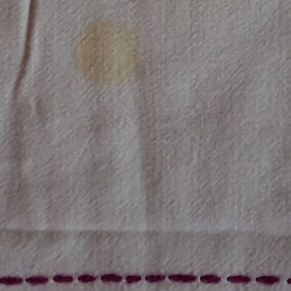 Vintage 1950s Hand Embroidered Easter Basket Tablecloth 72x53 w/ Crochet Trim - Picture 14 of 16